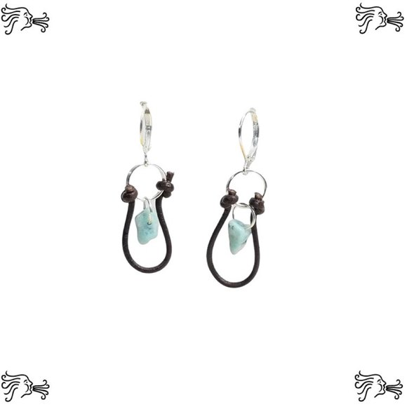 Rhinestone Cross Stone Choker Necklace & Earrings Brown Hand knotted Leather - Picture 4 of 4